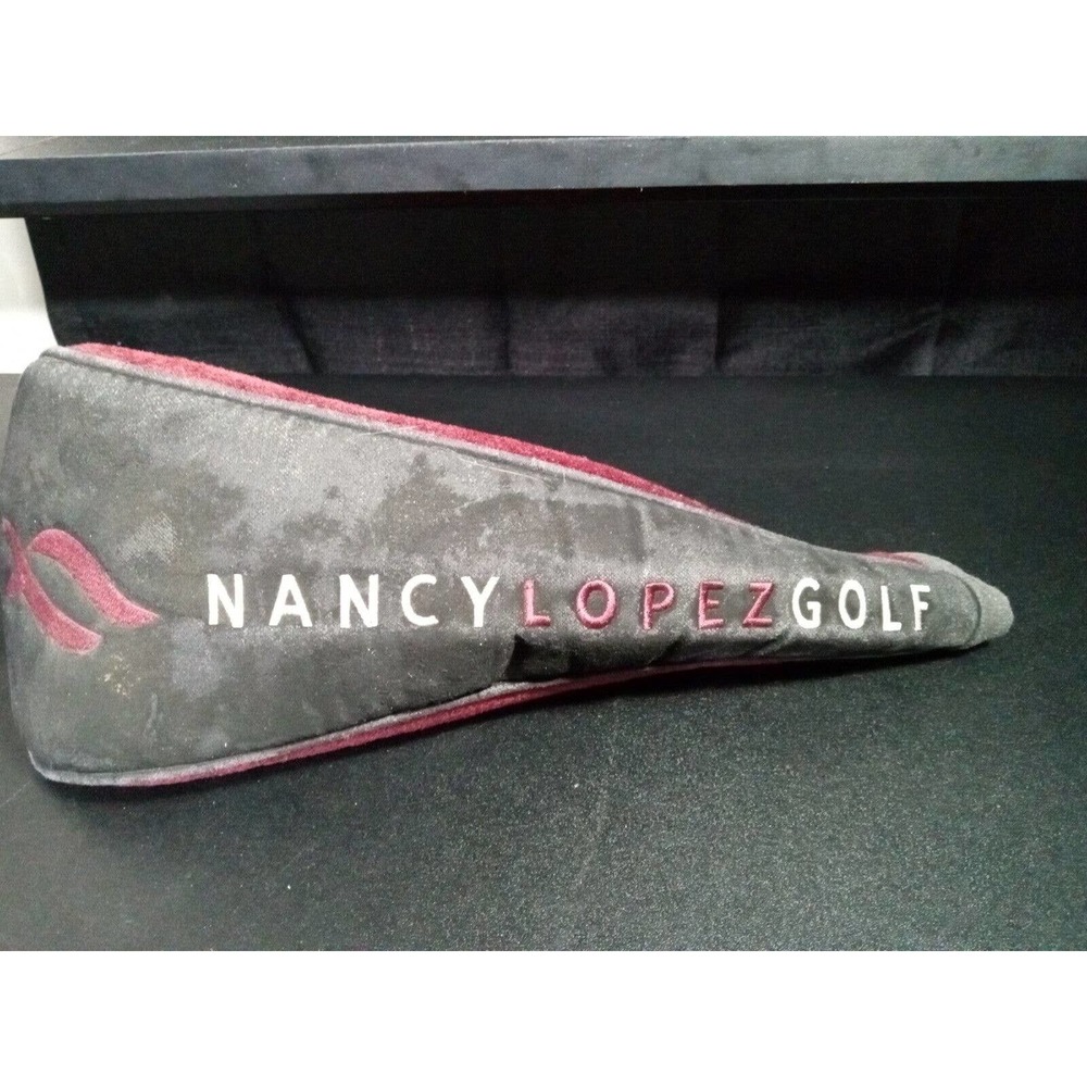 NANCY LOPEZ GOLF CLUB DRIVER HEAD COVER, BLACK WITH Maroon & WHITE LETTERING #1 - Picture 2 of 5